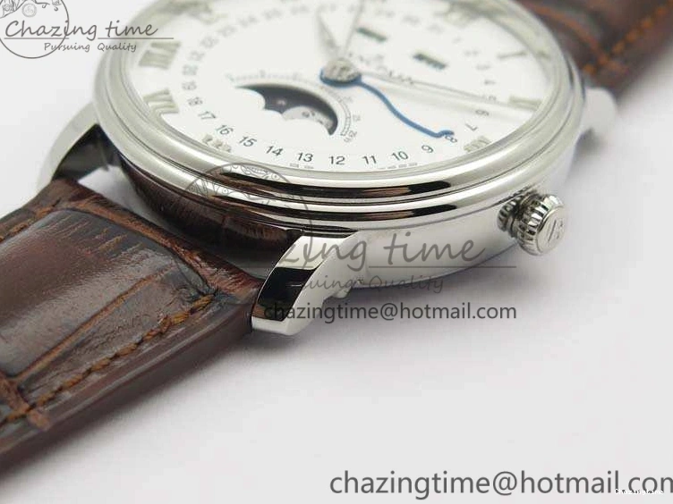 0519 FreshLook Villeret 6654 SS Complicated Function OMF 1:1 Best Edition White Dial On Brown Leather Strap A 8119